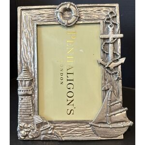 Silver Metal Picture Frame 3 Dimensional Sailboat Lighthouse N0 GLASS 6 X 4